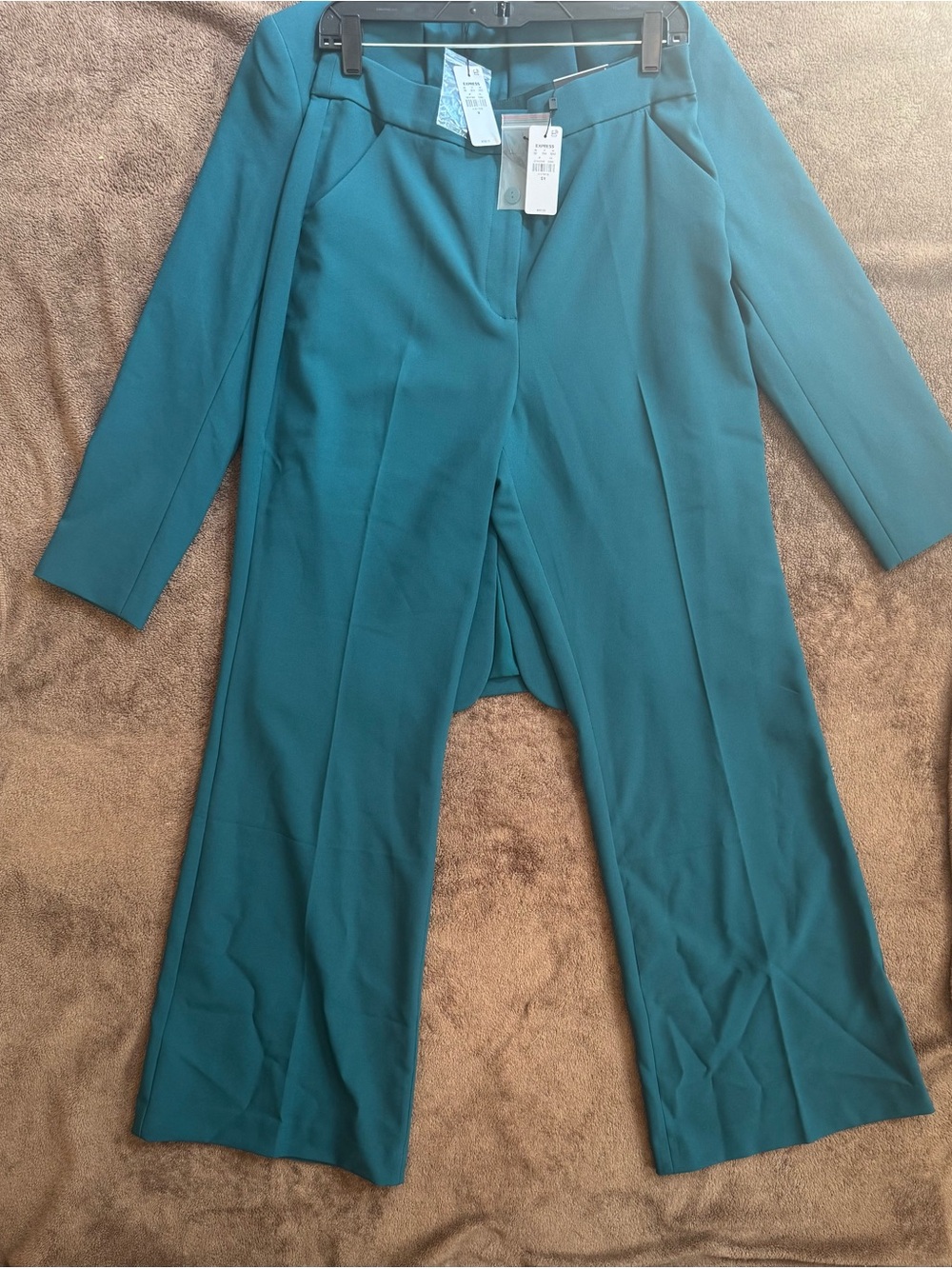 Teal Blazer and Wide-Leg Women's Dress Pants